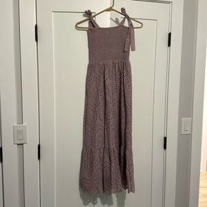 NWOT. Size XS. Pink Lily Smocked and Eyelet Midi Dress.
